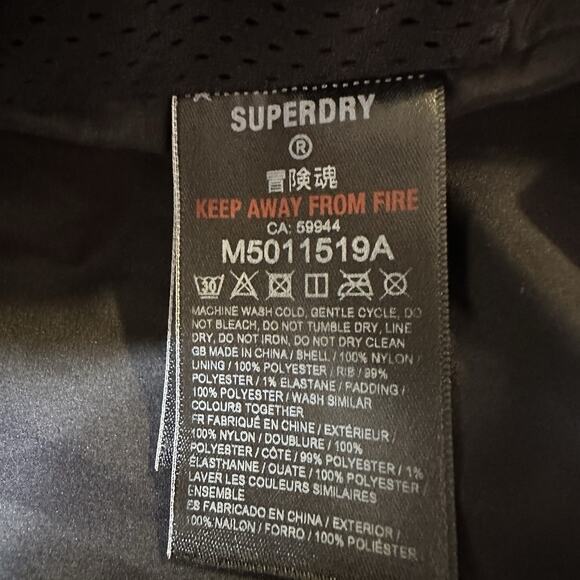 Superdry Mens Mountain Sport Hooded Box Quilt Puffer Jacket White Black W/Marks - Picture 9 of 15